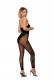 Opaque and Crochet Vertical Striped Footless  Bodystocking - One Size - Black Image