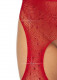 Casey Rhinestone Fishnet Suspender Pantyhose - One Size - Red Image