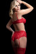 3 Pc Boyshort With Underwire Bra and Stockings -  One Size - Red Image