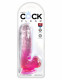 King Cock Clear 6 Inch With Balls - Pink Image