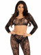 2 Pc Lace Crop Top and Footless Tights - One Size - Black Image