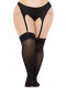 Lace Top Opaque Thigh Highs - 1x/2x - Black Image