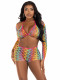 3 Pc Net Bra Top With Shrug and Boy Shorts - One  Size - Multicolor Image