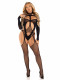 2 Pc Fishnet Halter Suspender Bodystocking and  Layered Teddy - One Size - Black Image