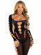 Opaque Cut Out Footless Bodystocking - One Size -  Black Image