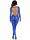 Opaque Cut Out Footless Bodystocking - One Size -  Royal Blue Image