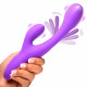 Tri-Flick Flicking Silicone Rabbit Vibrator -  Purple Image