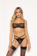 2 Pc Fishnet and Strappy Elastic Bra and Thong Set - One Size - Black Image