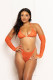 3 Pc Lace Bralette and Thong With Gloves Set - One Size - Tangerine Image