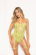 Fishnet and Strappy Elastic Teddy - One Size -  Lime Image
