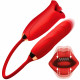 Magic Kiss Kissing Clitoral Stimulator With  Thrusting Vibrator - Red Image