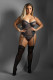 Gartered Bustier and G-String Panty - Queen Size - Gray Image