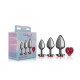 Cheeky Charms - Metal Butt Plug  Gunmetal - Heart Dark Red - Anal Trainer Kit Image