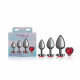 Cheeky Charms - Metal Butt Plug  Gunmetal - Heart Dark Red - Anal Trainer Kit Image