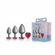 Cheeky Charms - Metal Butt Plug  Gunmetal - Heart Dark Red - Anal Trainer Kit Image