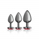 Cheeky Charms - Metal Butt Plug  Gunmetal - Heart Dark Red - Anal Trainer Kit Image