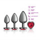 Cheeky Charms - Metal Butt Plug  Gunmetal - Heart Dark Red - Anal Trainer Kit Image