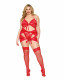 Garter Slip and G-String Dmnd - One Size Queen -  Red Image