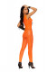 Crochet Footless Bodystocking With Open Crotch -  One Size - Orange Image