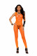 Crochet Footless Bodystocking With Open Crotch -  One Size - Orange Image