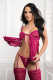 Raspberry 3pc Tie Front Babydoll, Thong -  and Stockings - One Size Image