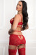 3pc Zipper Top With Garter Mini Skirt and - Stockings - One Size - Red Fiery Image