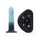 Duo Semi-Realistic Dildo With Harness -  Turquoise/black Image