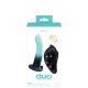 Duo Semi-Realistic Dildo With Harness -  Turquoise/black Image