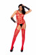 Heart Net Suspender Bodystocking - One Size - Red Image