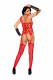 Heart Net Suspender Bodystocking - One Size - Red Image