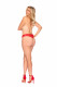 Heart Lace Crotchless Panty - Queen Size - Red Image