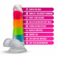 Neo Elite Glow in the Dark Rainbow Rave 6.5" Silicone Dual Density Dildo Multicolored Image