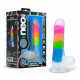 Neo Elite Glow in the Dark Rainbow Rave 6.5" Silicone Dual Density Dildo Multicolored Image