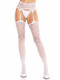 White Heart Lace Trimmed Heart Net Stockings - Stockings -With Garter Belt - Os Image