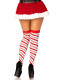 Candy Cane Lurex Striped Socks - Over the Knee - Os - White/red Image