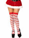 Candy Cane Lurex Striped Socks - Over the Knee - Os - White/red Image