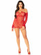 Red Seamless Lace and Net Mini Dress - Dress With Twist Halter Strap - Os Image