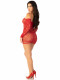 Red Seamless Lace and Net Mini Dress - Dress With Twist Halter Strap - Os Image