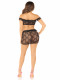 Black 2pc Bow Net Ruffle Bra Top and -  and Mini Skirt - Os Image