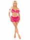 Magenta 2pc Bow Net Ruffle Bra Top and -  and Mini Skirt - Os Image