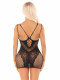 Black Lace and Net Mini Dress - With Dual Strap Detail - Os Image