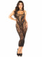 Seamless Rhinestone Lace and Net Body Con Dress -  Os - Black Image