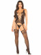 Black 2pc Cami With Attached Stockings, G-String - Os Image