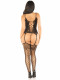 Black 2pc Cami With Attached Stockings, G-String - Os Image