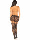 Black 3pc Bra Top, Garter Skirt, and Stockings - Os Image