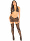 Black 3pc Bra Top, Garter Skirt, and Stockings - Os Image