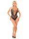 Seamless Rhinestone Net and Lace Bodysuit -  Os - Black Image